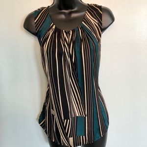 Mexx Black Green & Tan Tripe Blouse